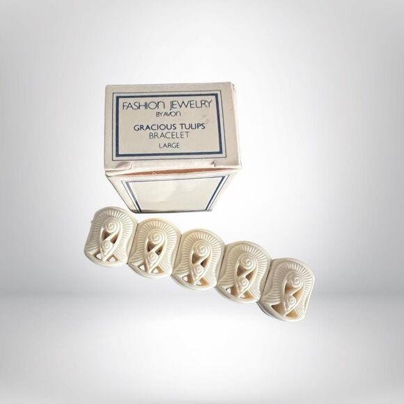 1982 Gracious Tulips Avon Exclusive Bracelet - Victorian Fashion - Sz. L - NIB - Picture 4 of 4